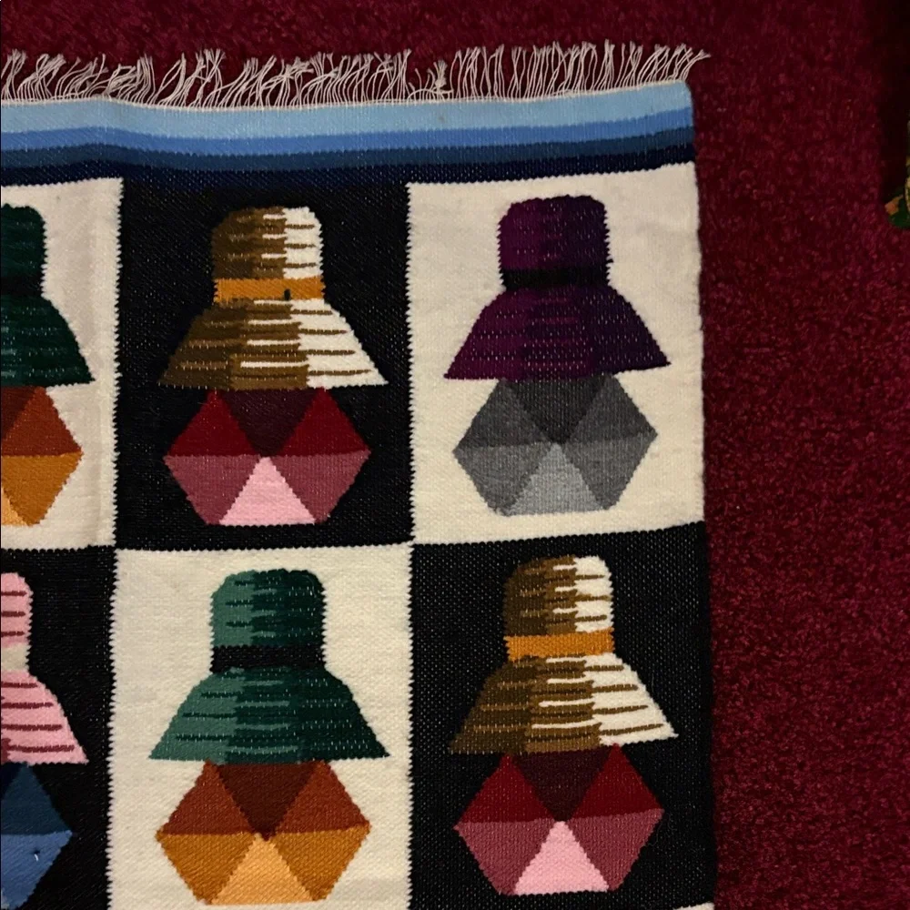 Peruvian Wool Colorful Geometric Patterned Rug - Picture 5 of 9